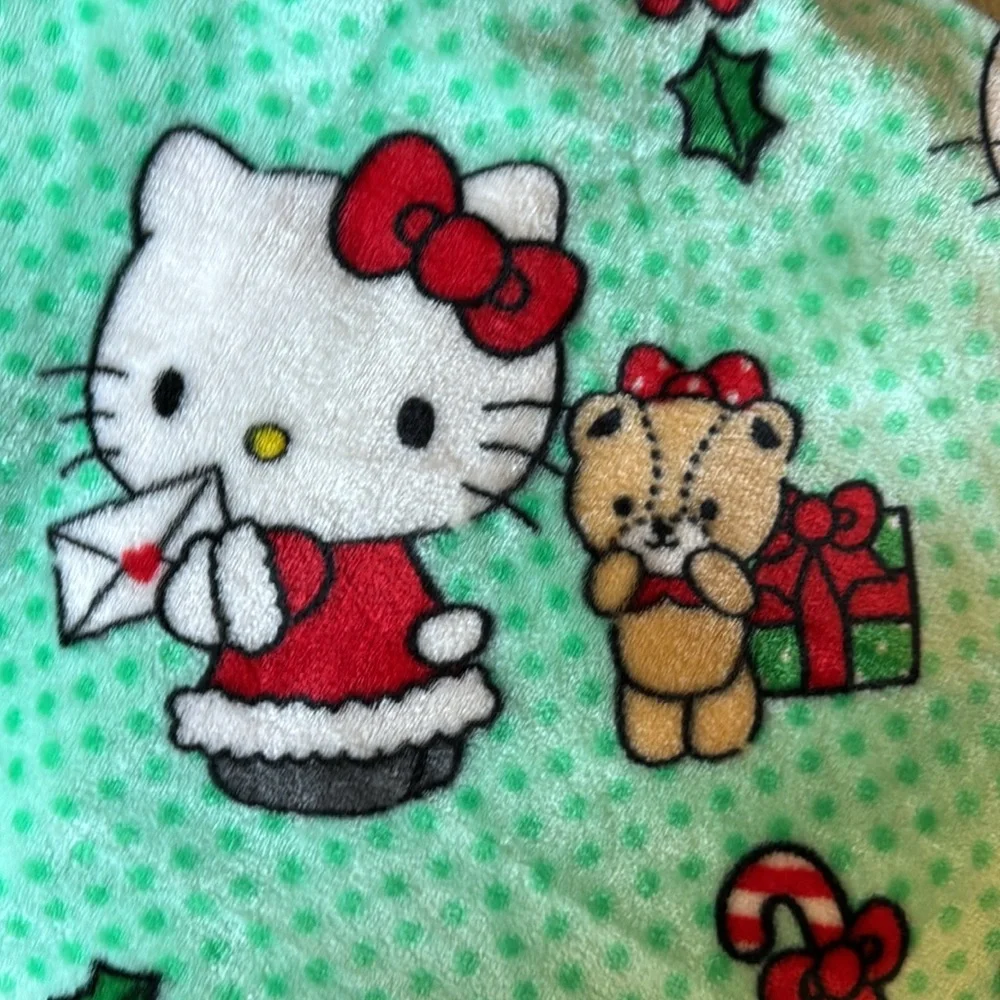 Hello Kitty Christmas Blanket 60x70 Teddy Bear Santa Holiday Throw NWT Soft Plus